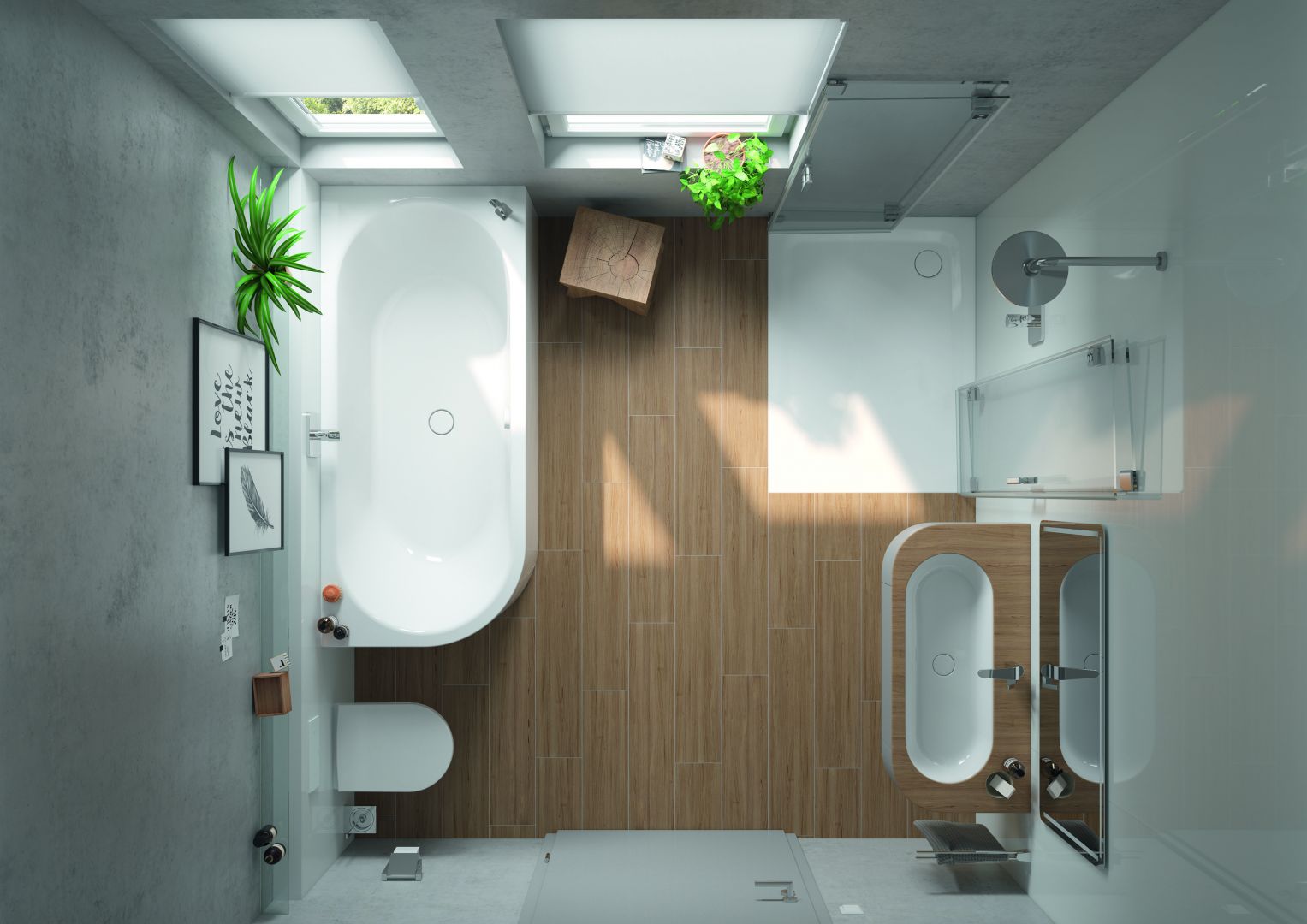 Narożna kabina z płaskim brodzikiem i składanymi w harmonijkę drzwiami świetnie się sprawdza w małych łazienkach. Fot. Kaldewei