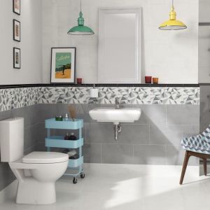 Kolorowa aranżacja łazienki w stylu vintage z płytkami z kolekcji Adelle firmy Cersanit. Fot. Cersanit