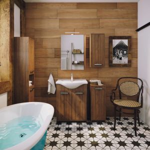 Klasycyzujące meble z kolekcji Amalfi dopełniają całości w aranżacji łazienki w stylu vintage zaproponowanej przez firmę Defra. Fot. Defra