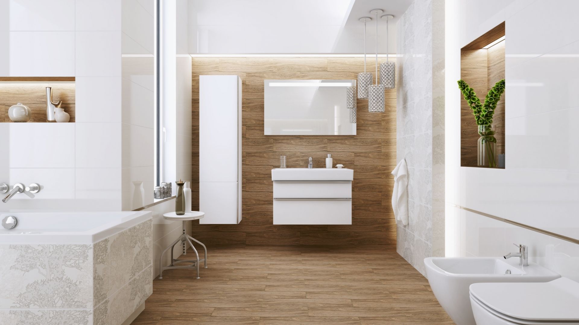 Biała łazienka ocieplona drewnem: 10 inspirujących aranżacji