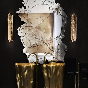 Niezwykłe lustro Venice o asymetrycznej, dekoracyjnej formie marki Maison Valentina. Fot. Maison Valentina