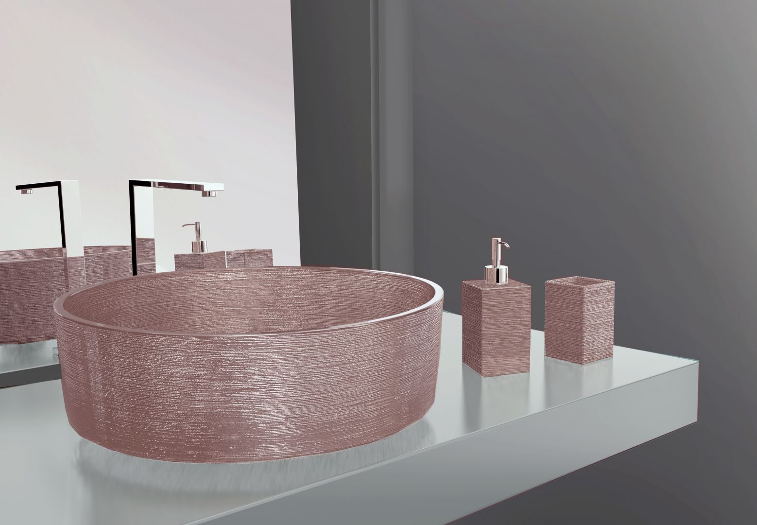 Wykonana w całości ręcznie umywalka Katino Metropole w pięknym kolorze Rosa. Fot. Glass Design