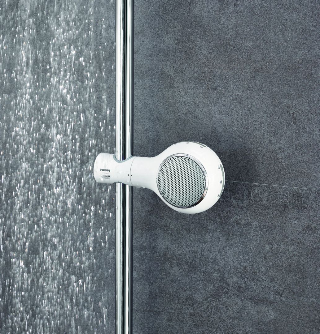 Głośnik Aquatunes stworzony we współpracy z firmą Philips. Fot. Grohe