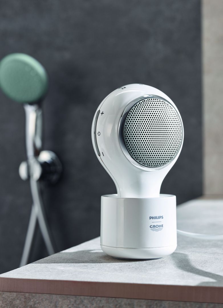 Głośnik Aquatunes stworzony we współpracy z firmą Philips. Fot. Grohe
