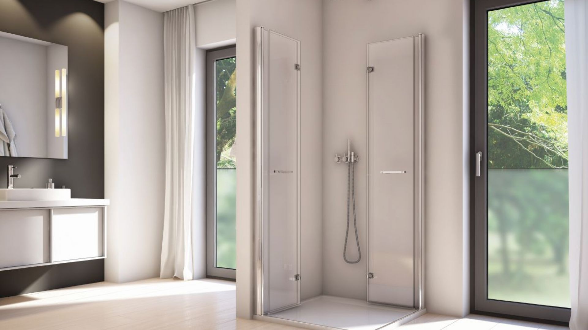 Prysznic w narożniku: 20 modeli kabin prysznicowych