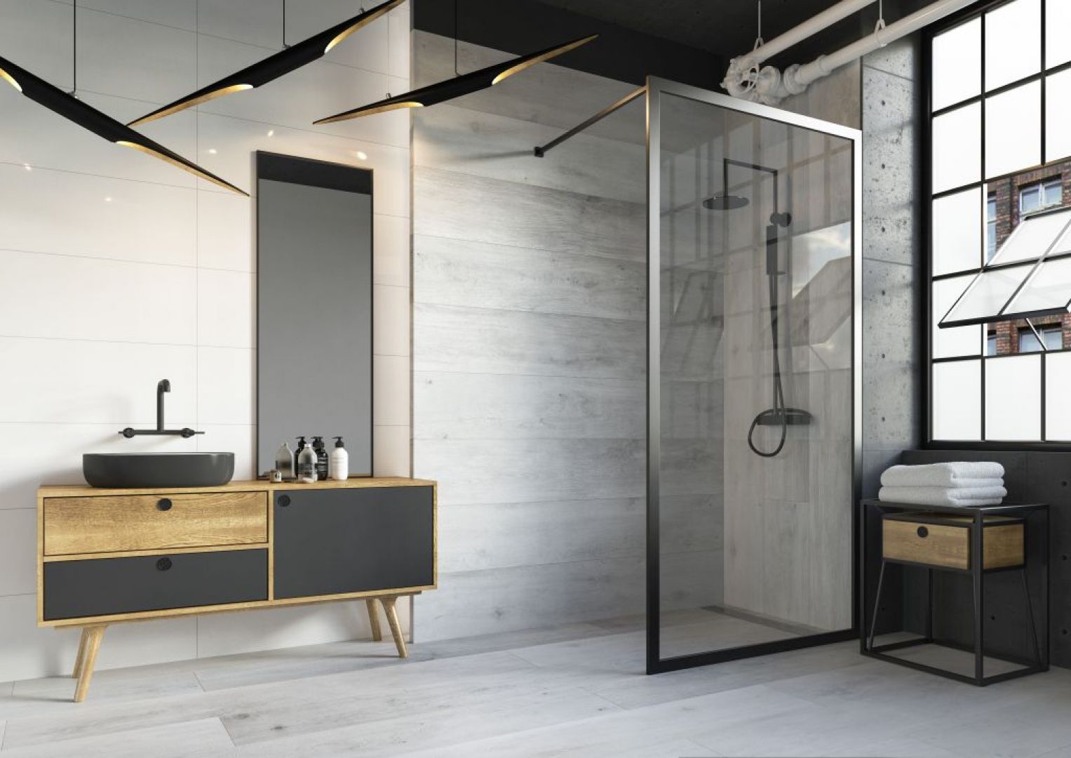 Łazienka w stylu soft loft z płytkami z kolekcji Tammi marki Ceramika Paradyż. Fot. Ceramika Paradyż