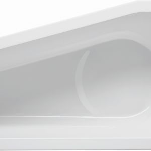 Asymetryczna narożna wanna akrylowa Delta firmy Riho; idealna do nieustawnych łazienek; wym. 150x80 cm. Cena: od 1.464 zł