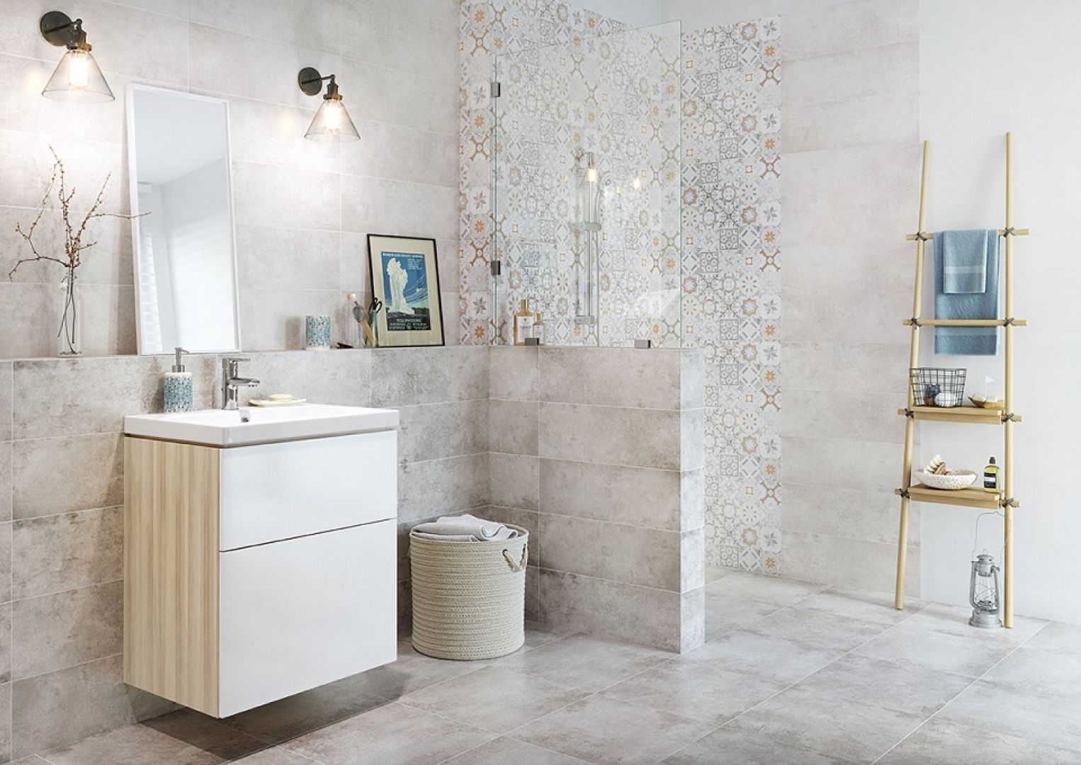 Patchworkowe płytki ceramiczne z kolekcji Concrete Style marki Cersanit