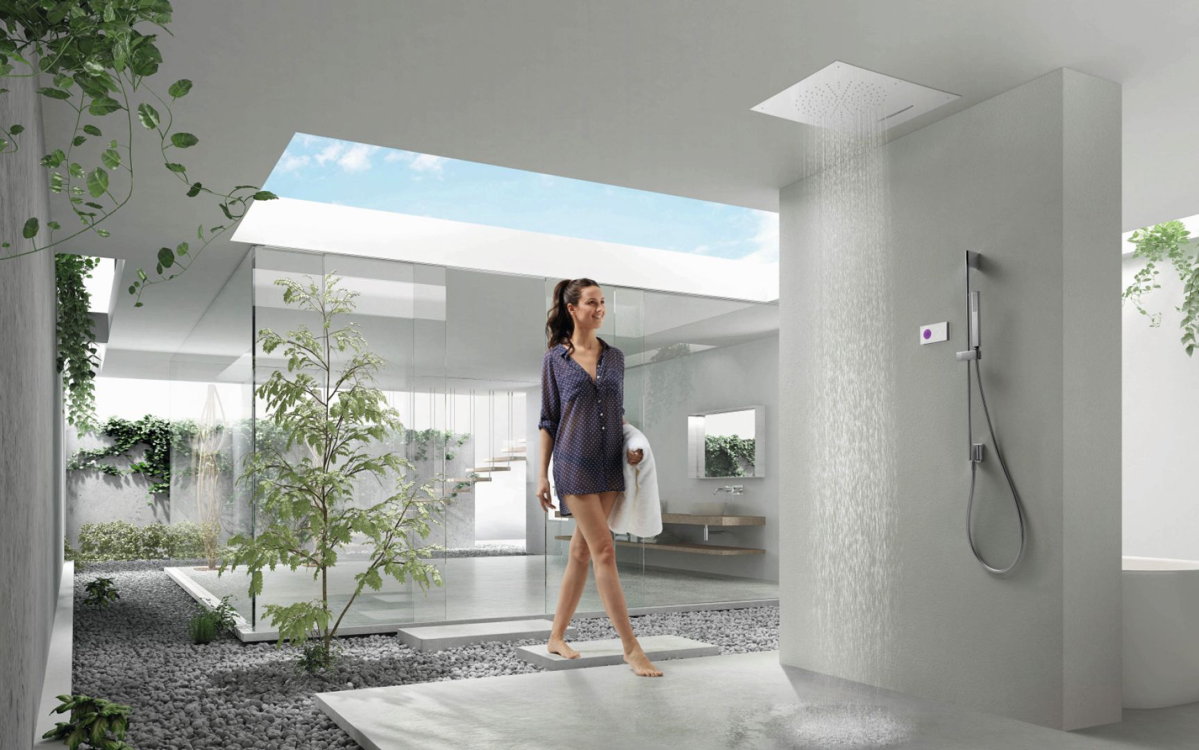 Termostatyczny, elektroniczny zestaw prysznicowy Shower Technology z grupy produktów Tres Exclusive do montażu podtynkowego to idealny przykład zdobywających coraz większą popularność baterii termostatycznych. Fot. Tres