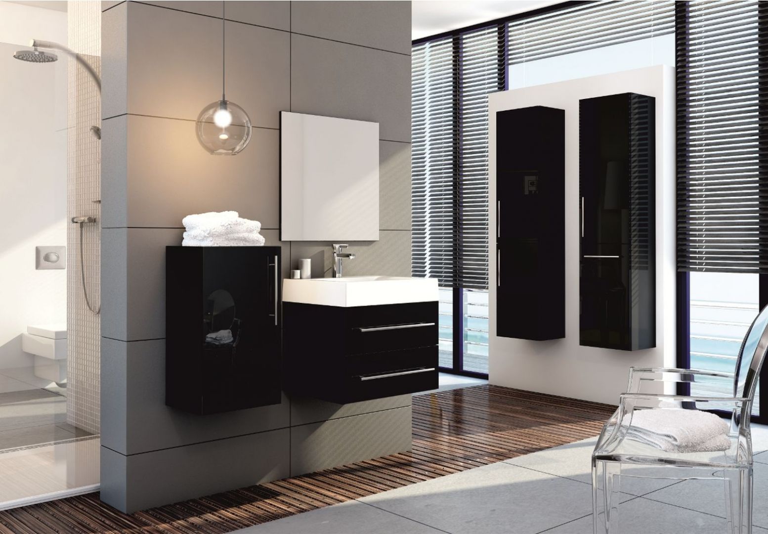 Meble łazienkowe na wysoki połysk z kolekcji Amsterdam firmy Aquaform. Fot. Aquaform
