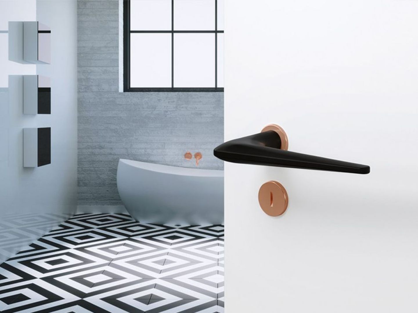 Elegancka matowa klamka w czarnym kolorze Edition Matt 250 marki Hewi. Fot. Hewi
