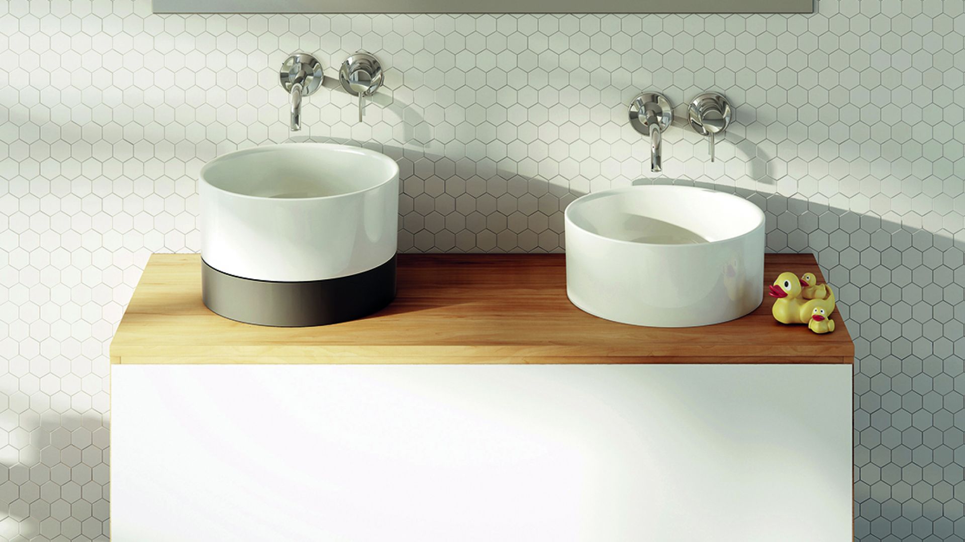 Nablatowe umywalki Duo I i Duo II marki Marmorin Design. Fot. Marmorin Design