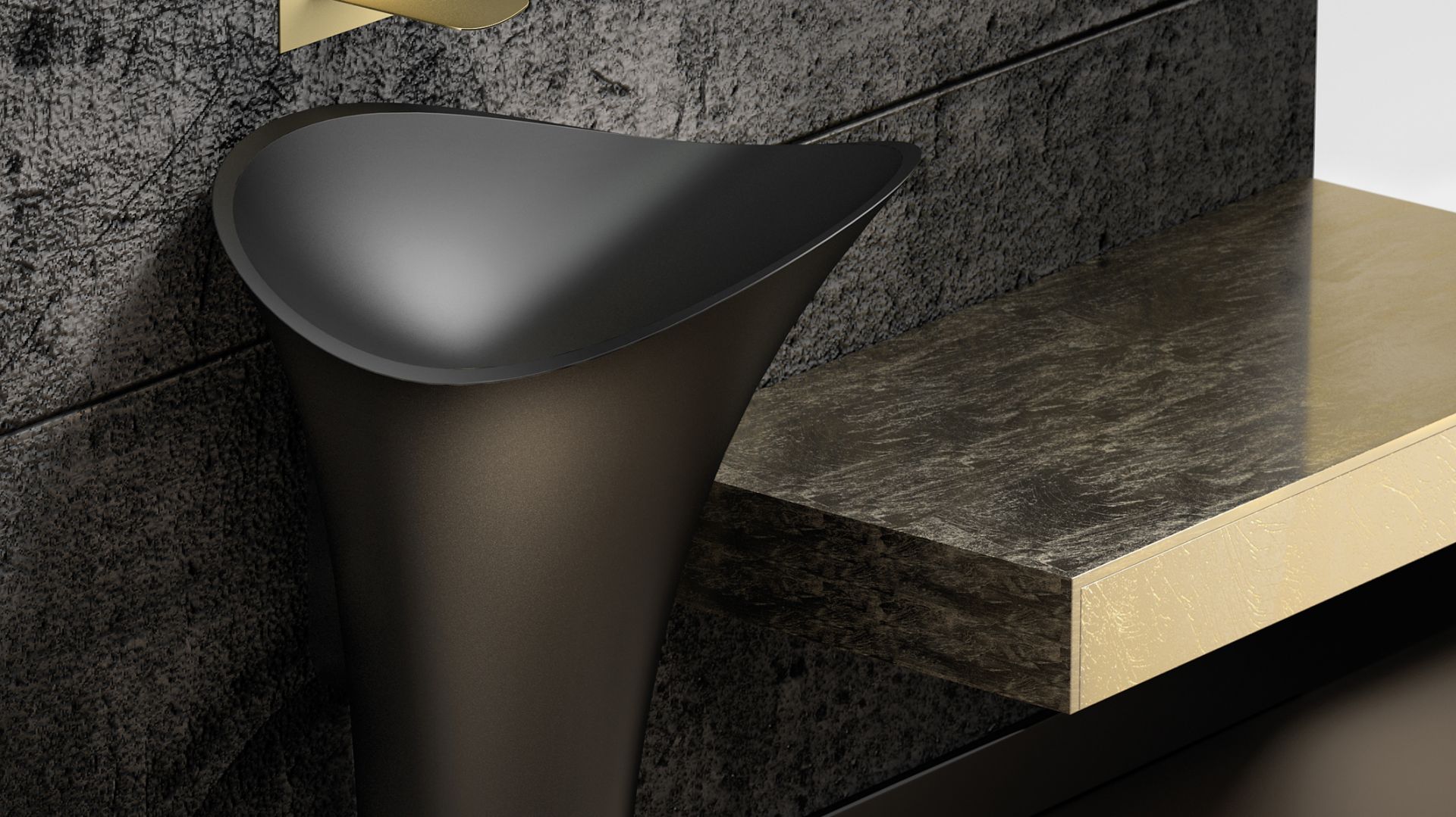 Wolnostojąca umywalka Flower Evolution Nero marki Glass Design. Fot. Glass Design