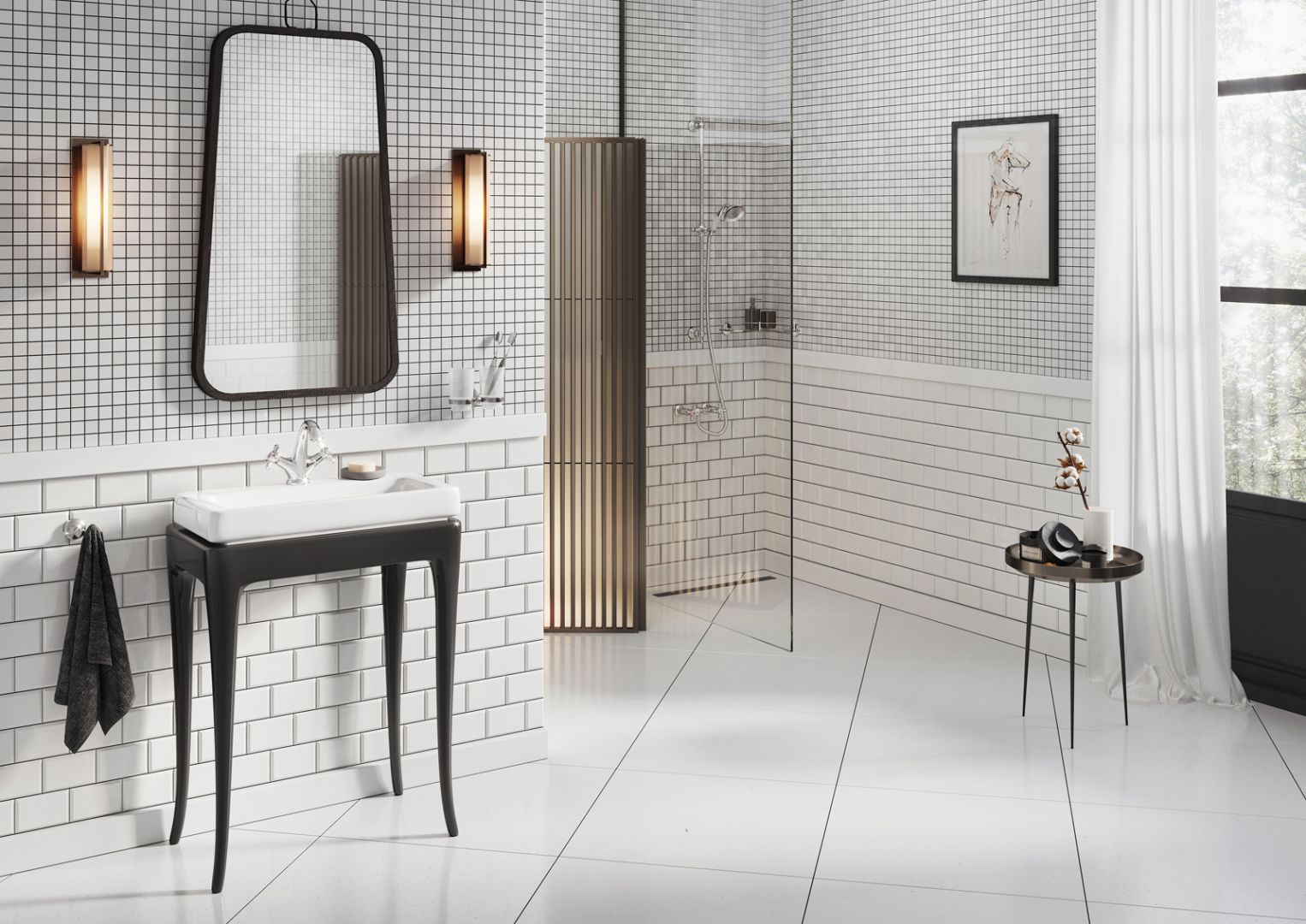 Aranżacja łazienki w stylu retro - inspiracja firmy Ferro. Fot. Ferro