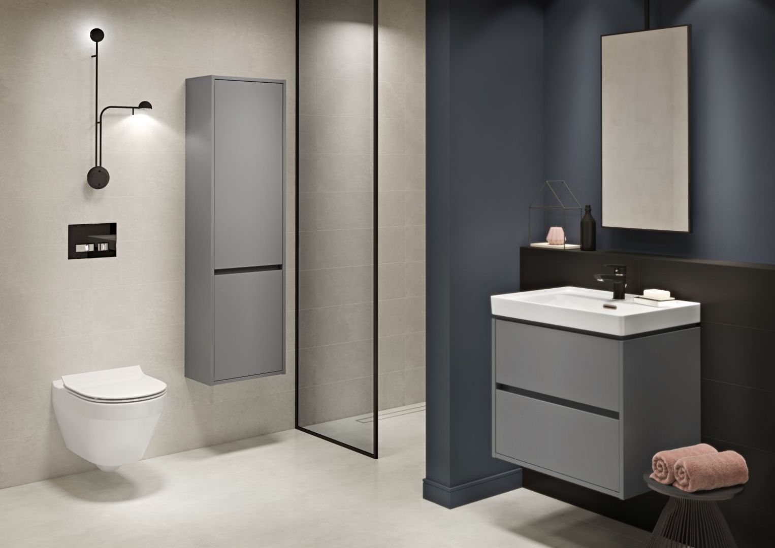 Minimalistyczna łazienka pomoże nam utrzymać czystość. Na zdjęciu kolekcja Crea. Fot. Cersanit