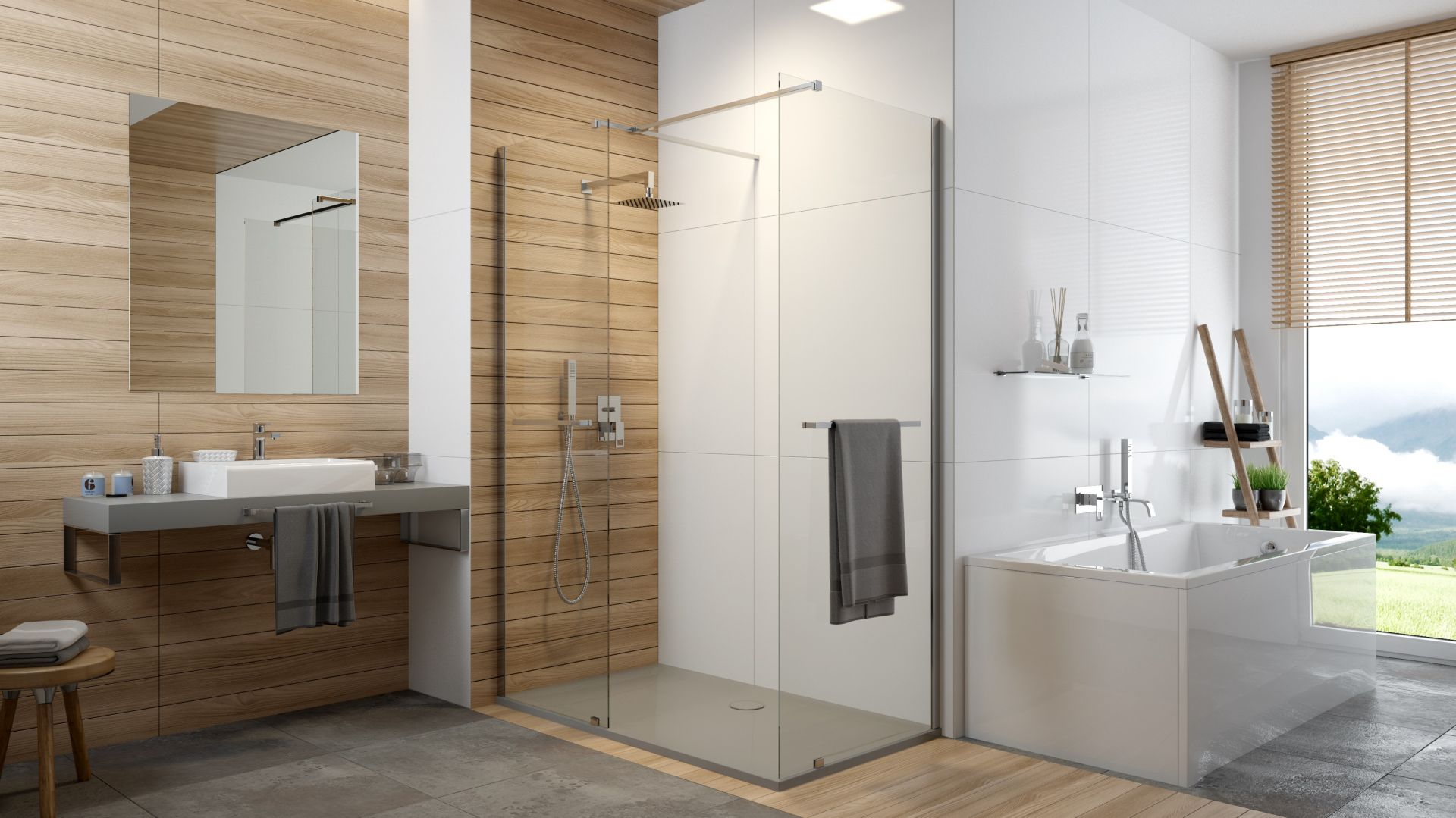 Kabina typu walk-in z serii Free Line II marki Sanplast. Fot. Sanplast