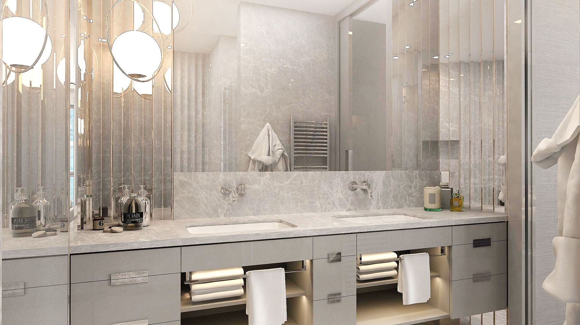 Elegancka szara łazienka. Proj. Wyrzykowski Studio. Fot. Materiały prasowe Wyrzykowski Studio