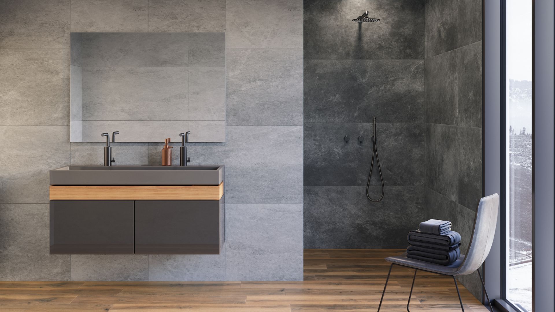 Płytki ceramiczne jak kamień z kolekcji Tacoma steel i Tacoma silver marki Cerrad. Fot. Cerrad