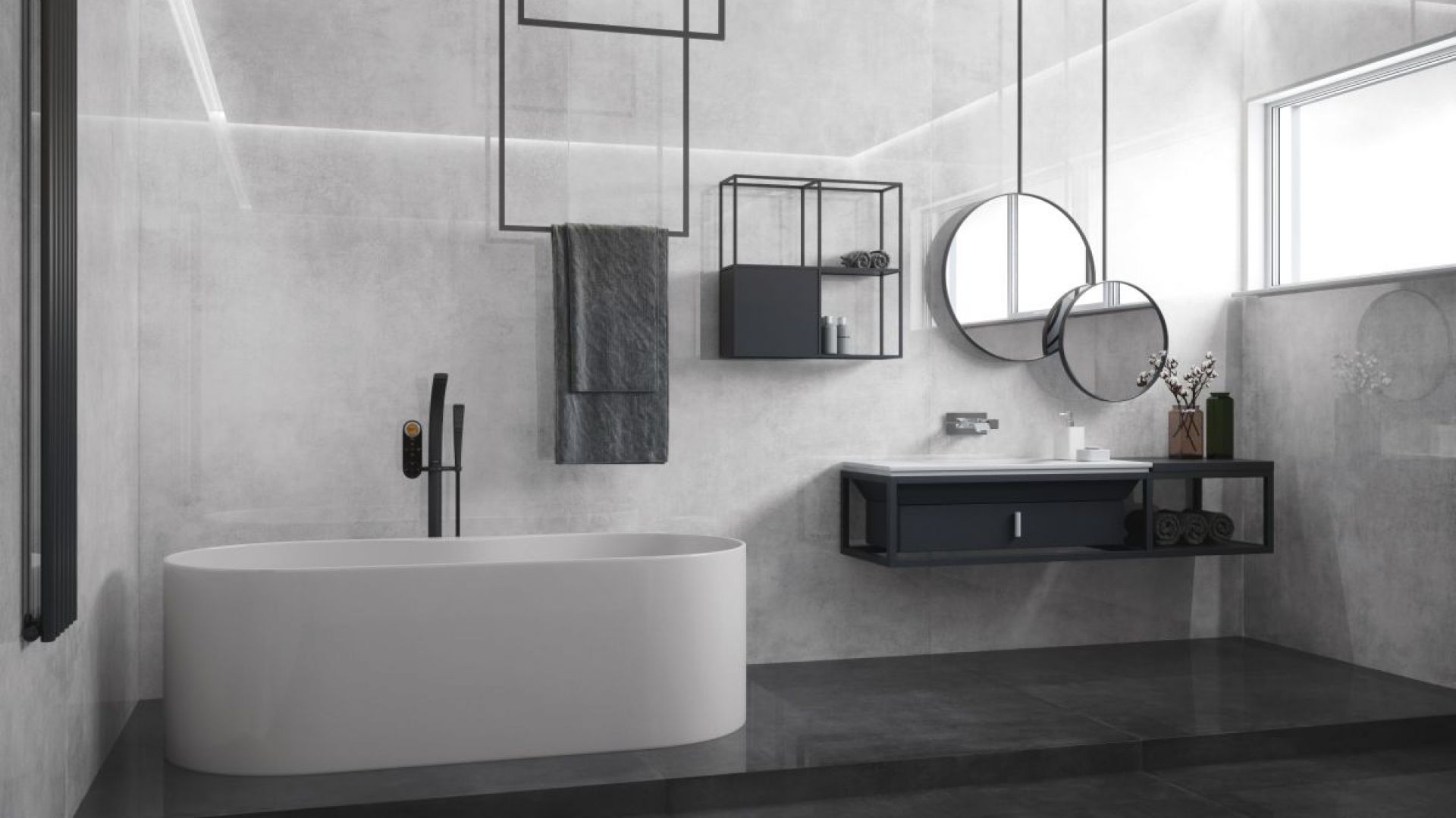 Wielkoformatowe płytki ceramiczne marki Ultime z kolekcji Concrete mogą mieć format 320x120 cm. Fot. Cerrad