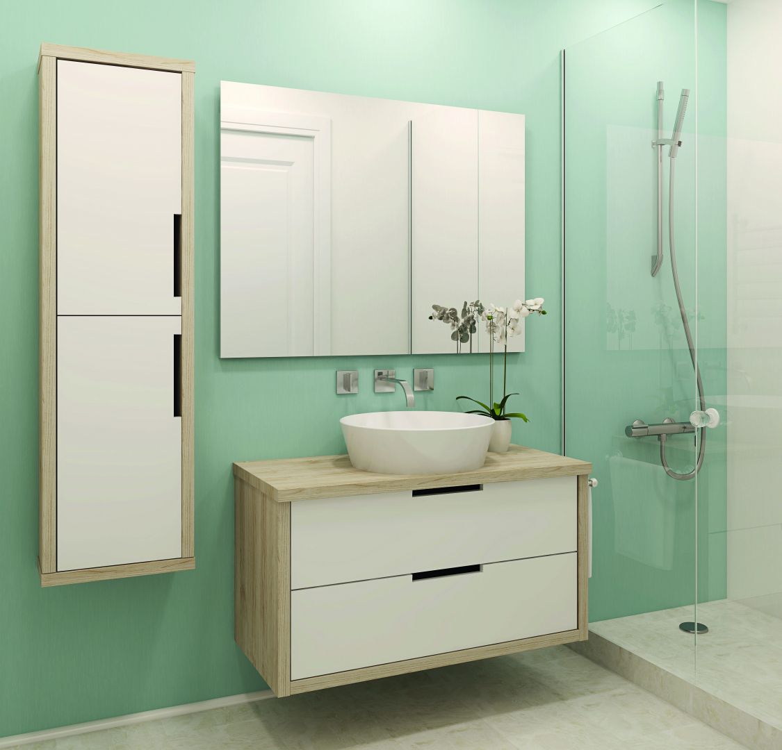 Metamorfoza łazienki z farbą Beckers w kolorze Simple. Fot. Beckers 
