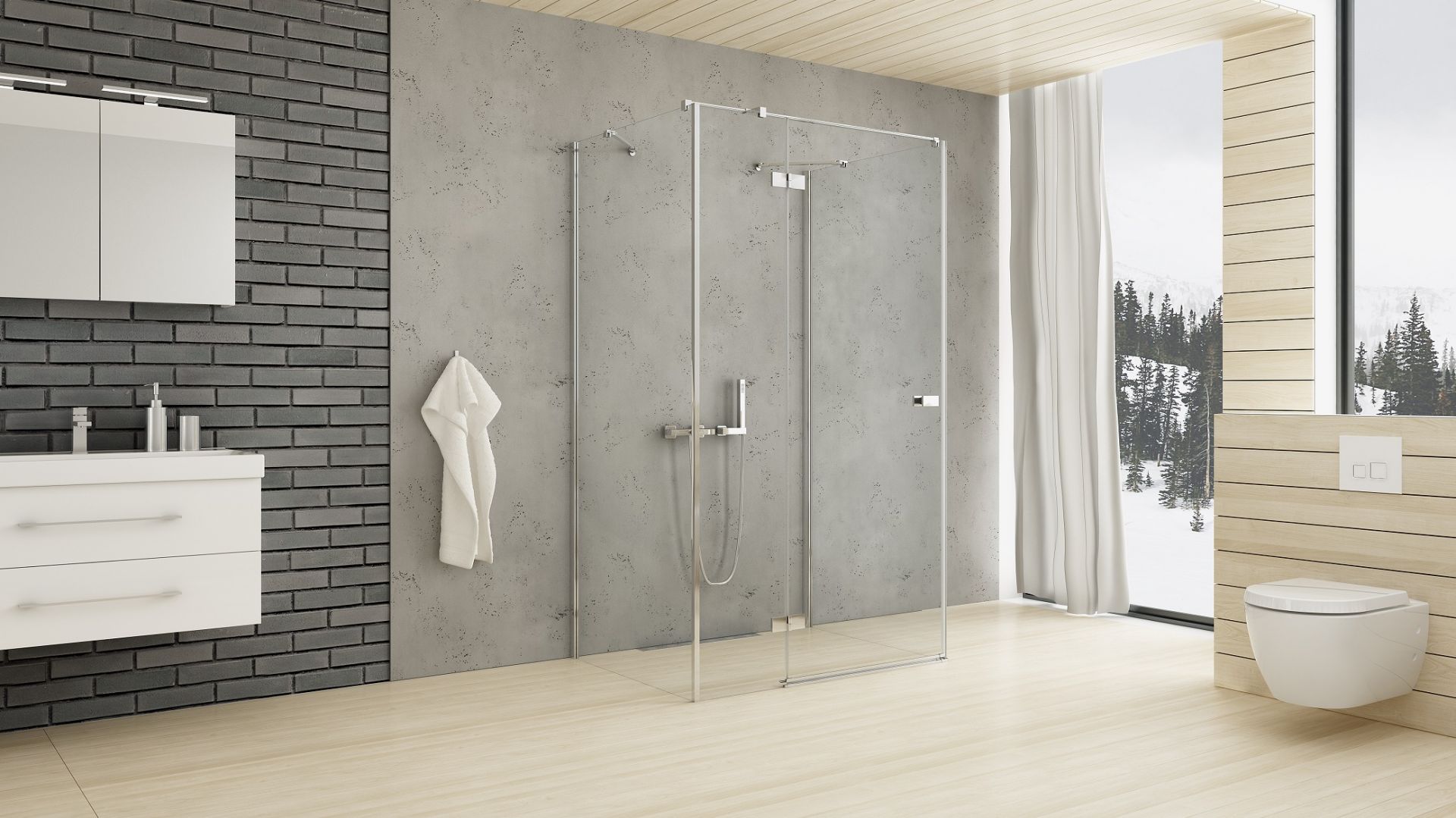 Minimalistyczna łazienka z kabiną prysznicową przyścienną Reflexa. Fot. New Trendy