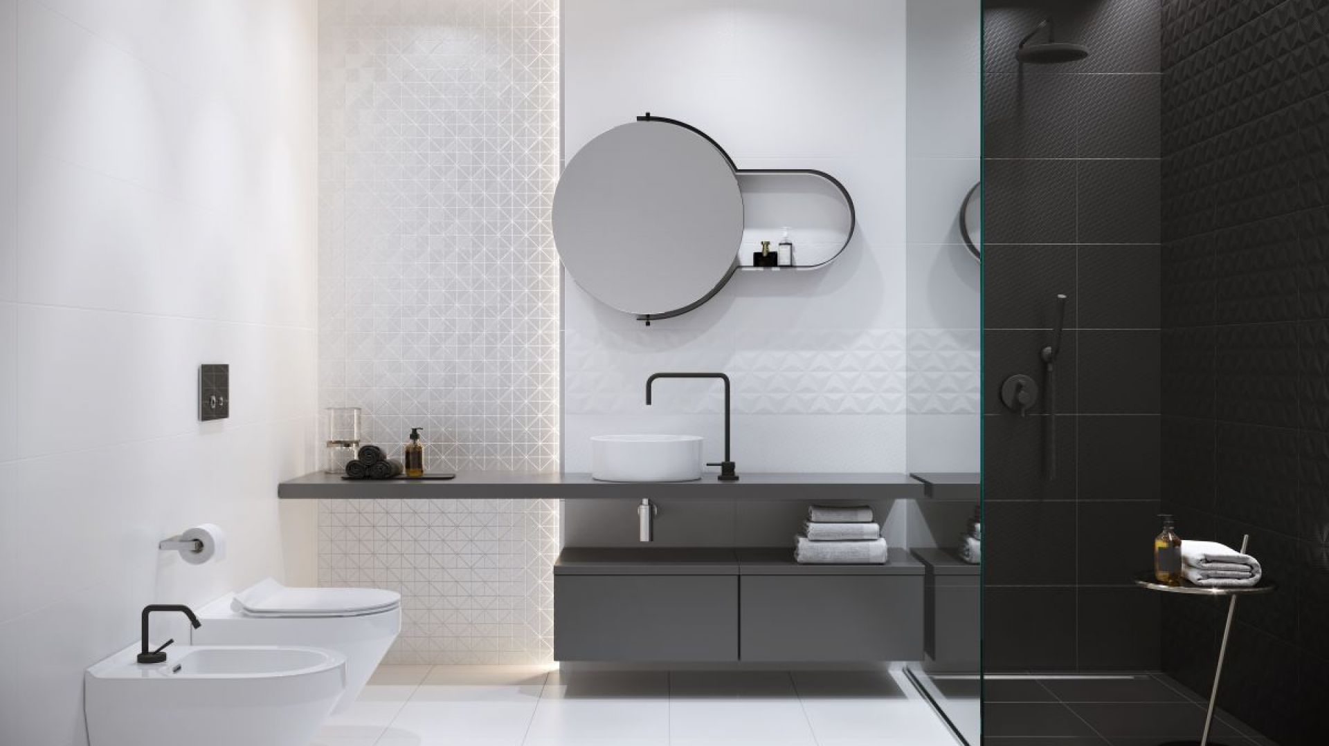 Płytki z geometrycznym dekorem z kolekcji Good Look Modern marki Cersanit. Fot. Cersanit