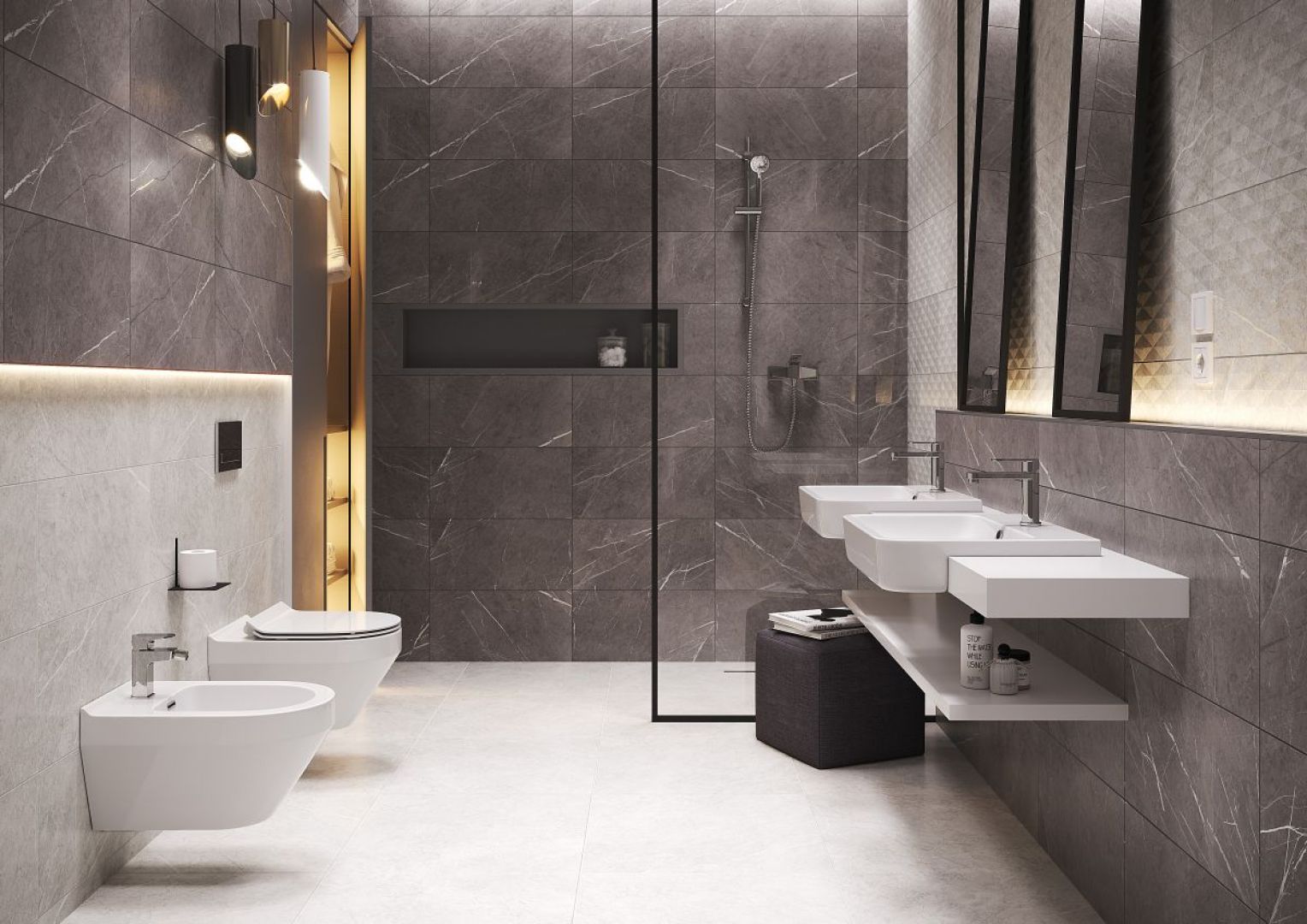 Szare płytki ceramiczne z kolekcji Stone Paradise marki Cersanit. Fot. Cersanit