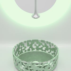 Umywalka z kolekcji Marea w kolorze Sage Green. Proj. Karim Rashid. Fot. Glass Design