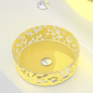 Umywalka z kolekcji Marea w kolorze Yellow. Proj. Karim Rashid. Fot. Glass Design