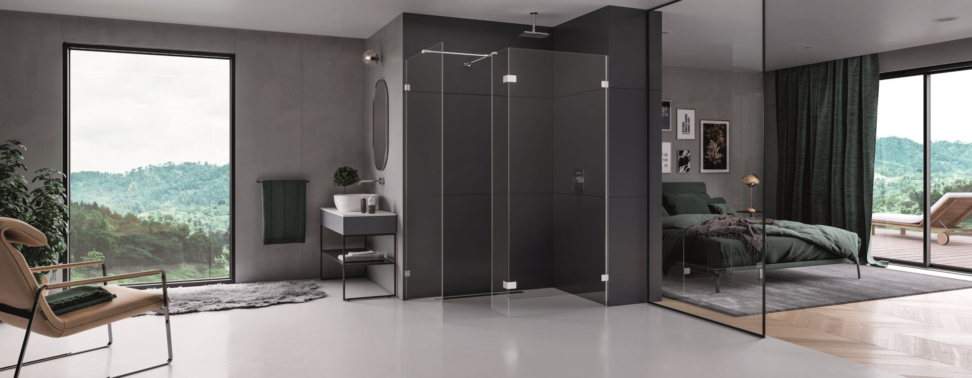 Kabina prysznicowa z serii Eventa, model typu walk-in z trzema ściankami. Fot. New Trendy