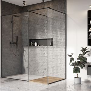 Modna strefa prysznica. Na zdjęciu kabina prysznicowa marki Modo New Black III Frame marki Radaway. Fot. Radaway