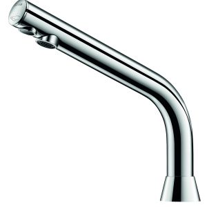 Zawór elektroniczny BINOPTIC, H. 170 mm do umywalki częściowo zabudowanej. Fot. Delabie