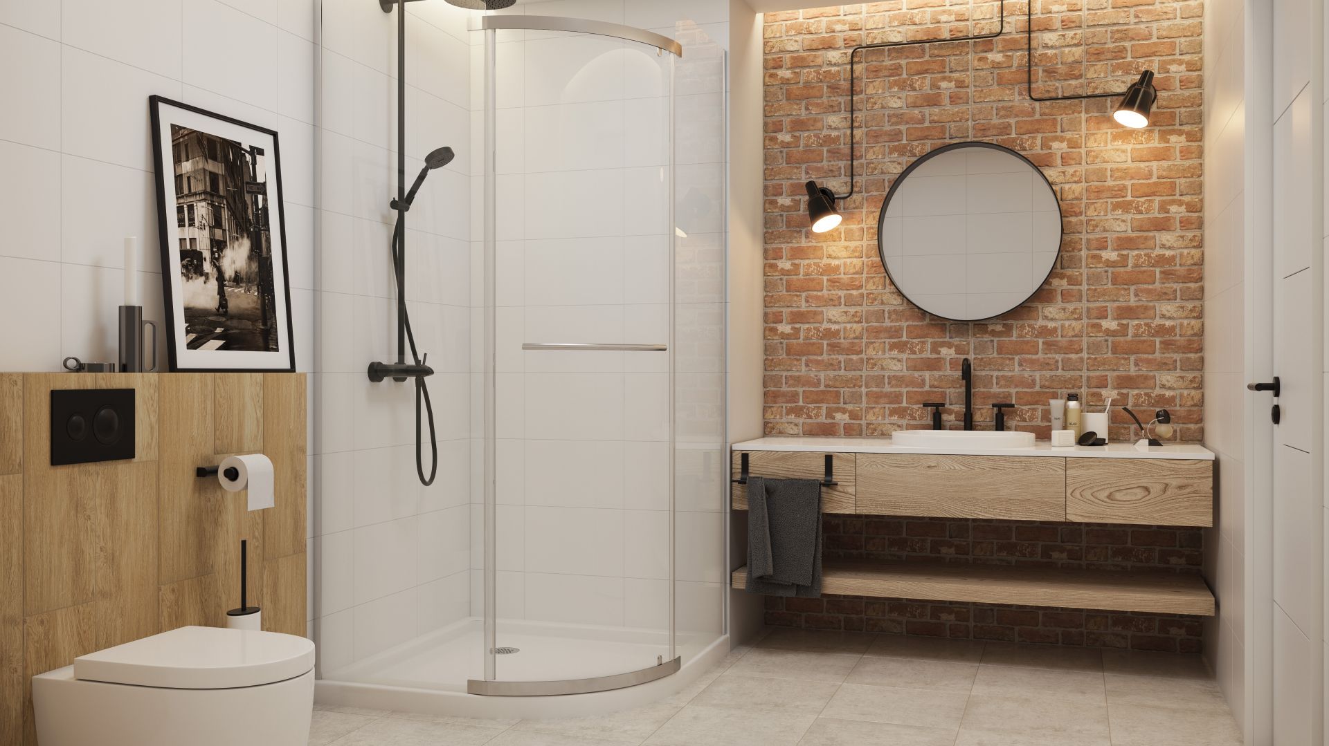 Pomysł na aranżację łazienki w stylu loft. Na zdjęciu płytki z kolekcji Loft marki Paradyż. Fot. Ceramika Paradyż