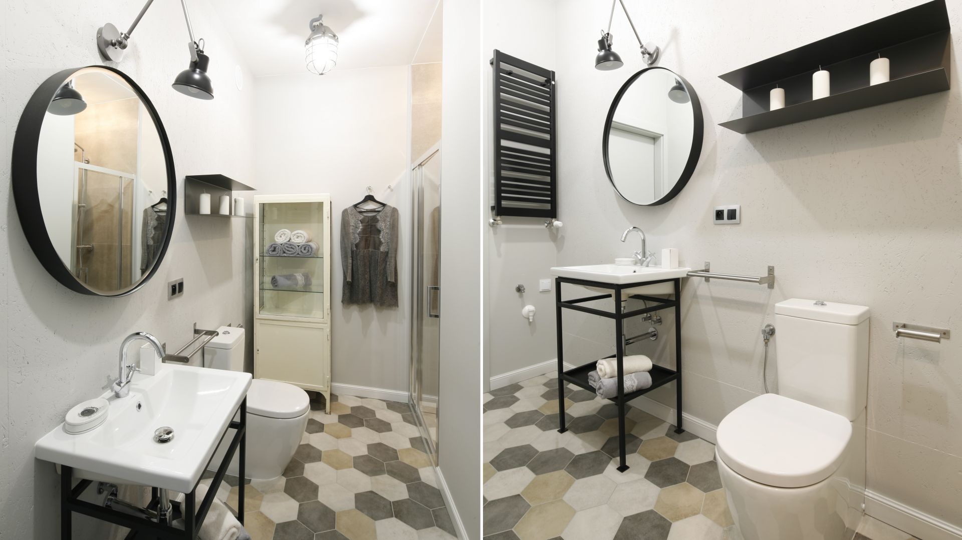 Pomysł na aranżację łazienki w stylu loft. Proj. Katarzyna Moraczewska, Barbara Przasnyska. Fot. Bartosz Jarosz