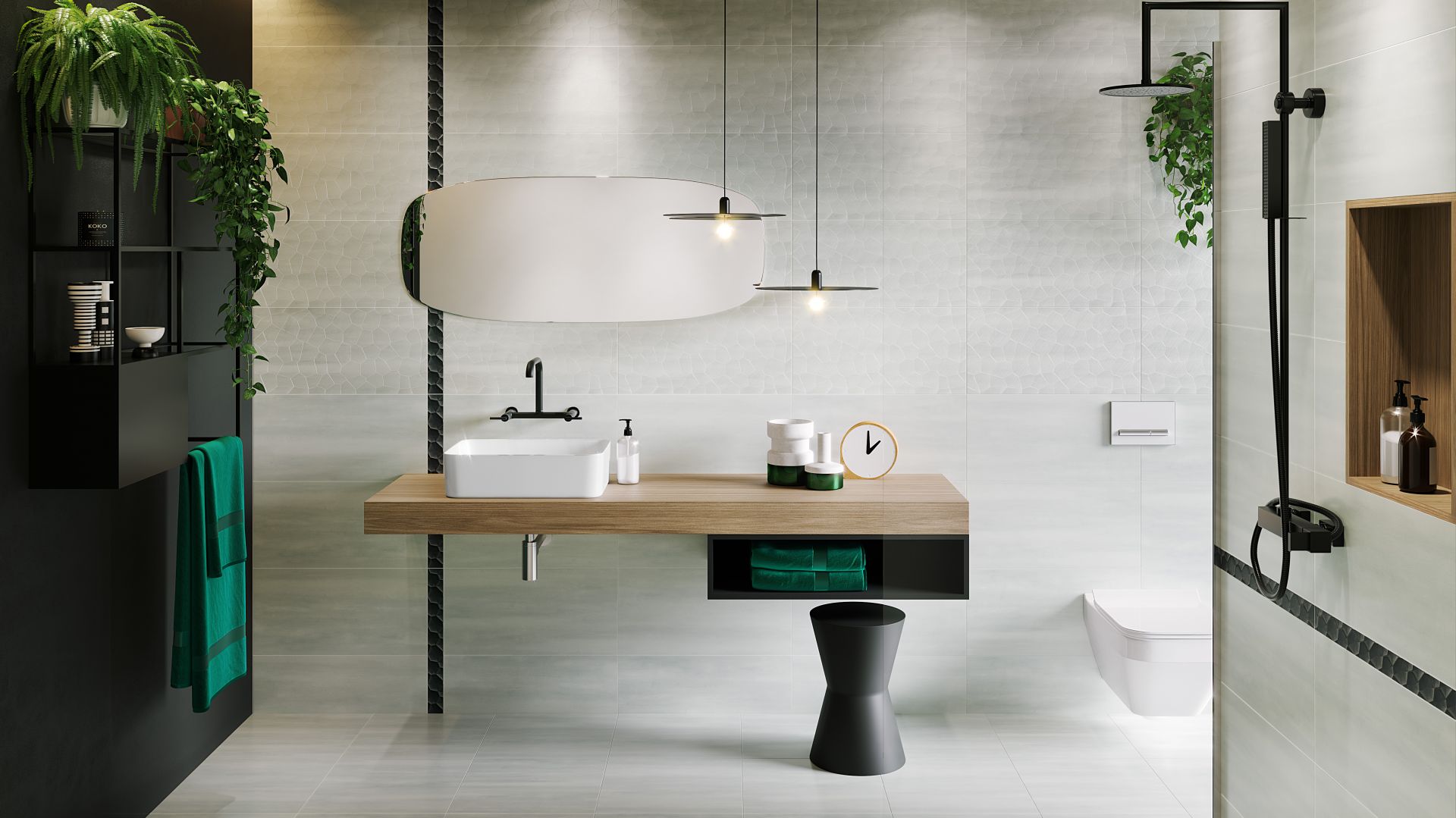 Płytki ceramiczne do łazienki w stylu loft: kolekcja Mystic Cemento marki Cersanit. Fot. Cersanit