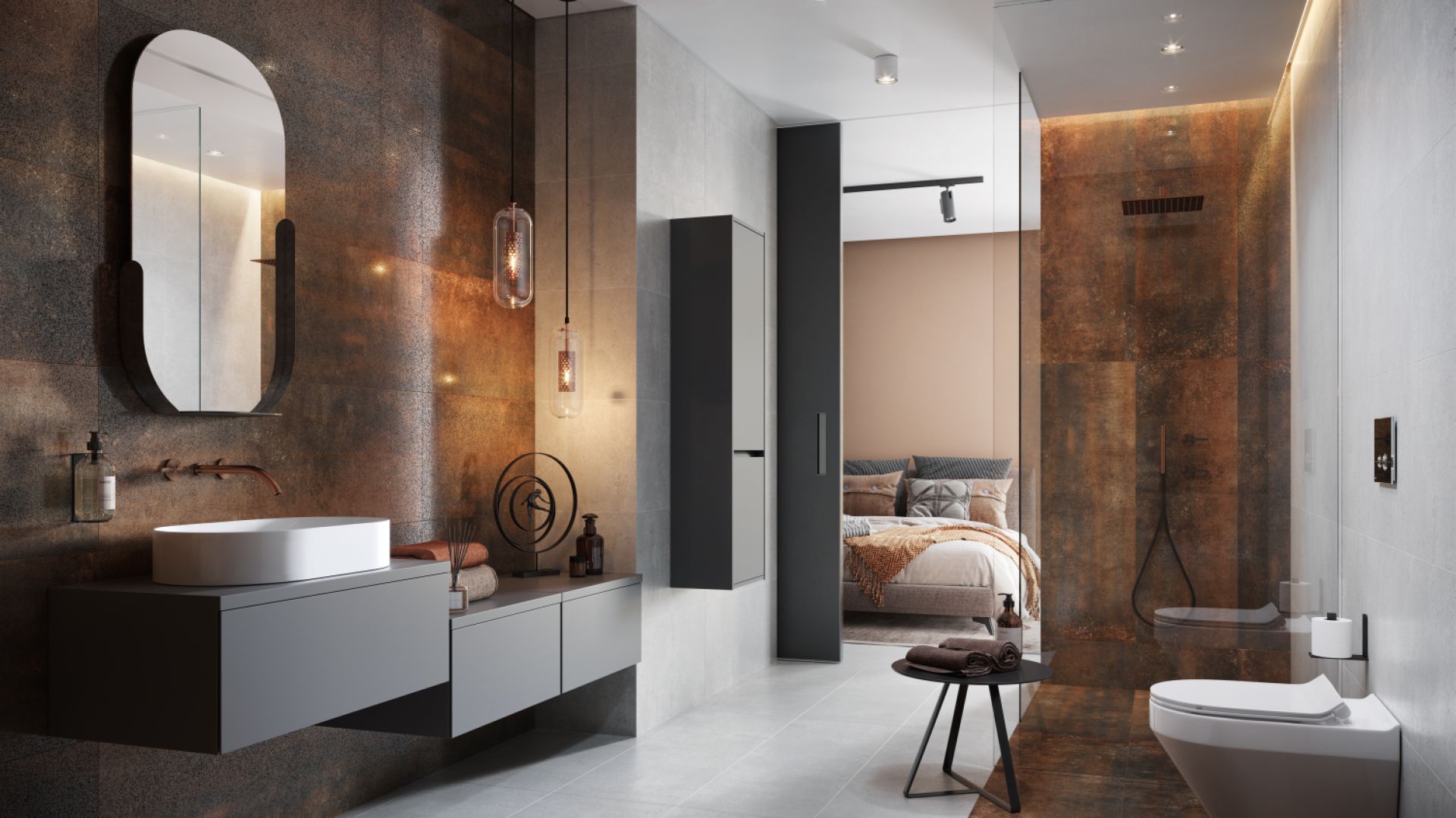 Płytki ceramiczne z kolekcji Dern Copper Rust marki Cersanit. Fot. Cersanit