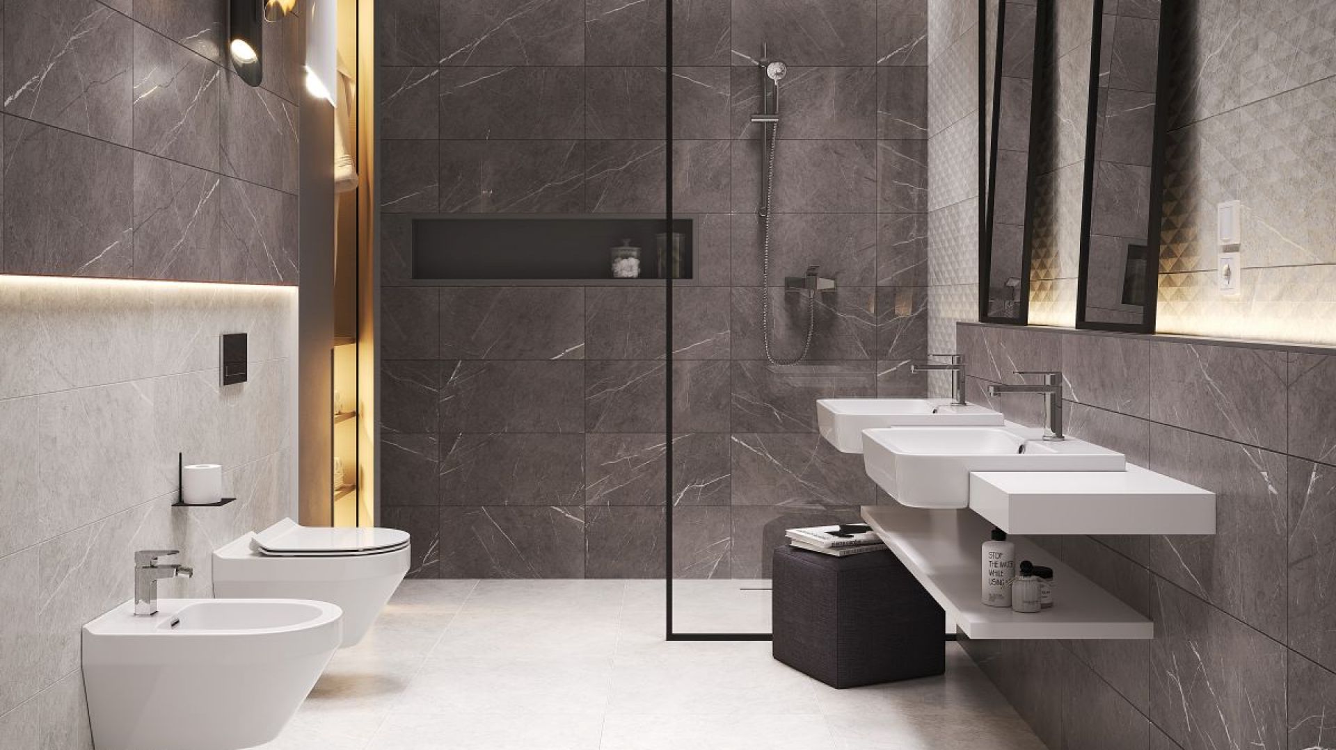 Szare płytki ceramiczne z kolekcji Stone Paradise marki Cersanit. Fot. Cersanit