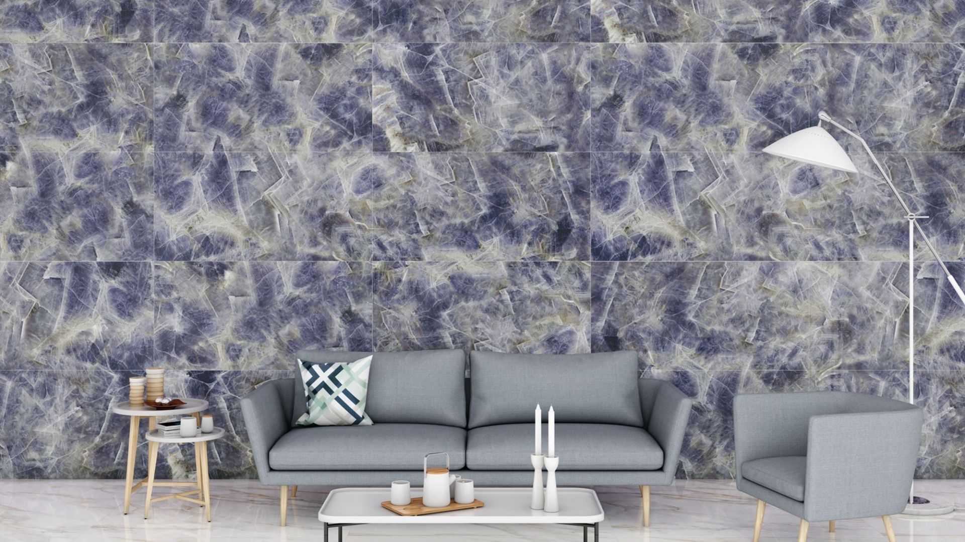 Kolekcja płytek ceramicznych Amethyst Purple 120x260. Fot. Greston