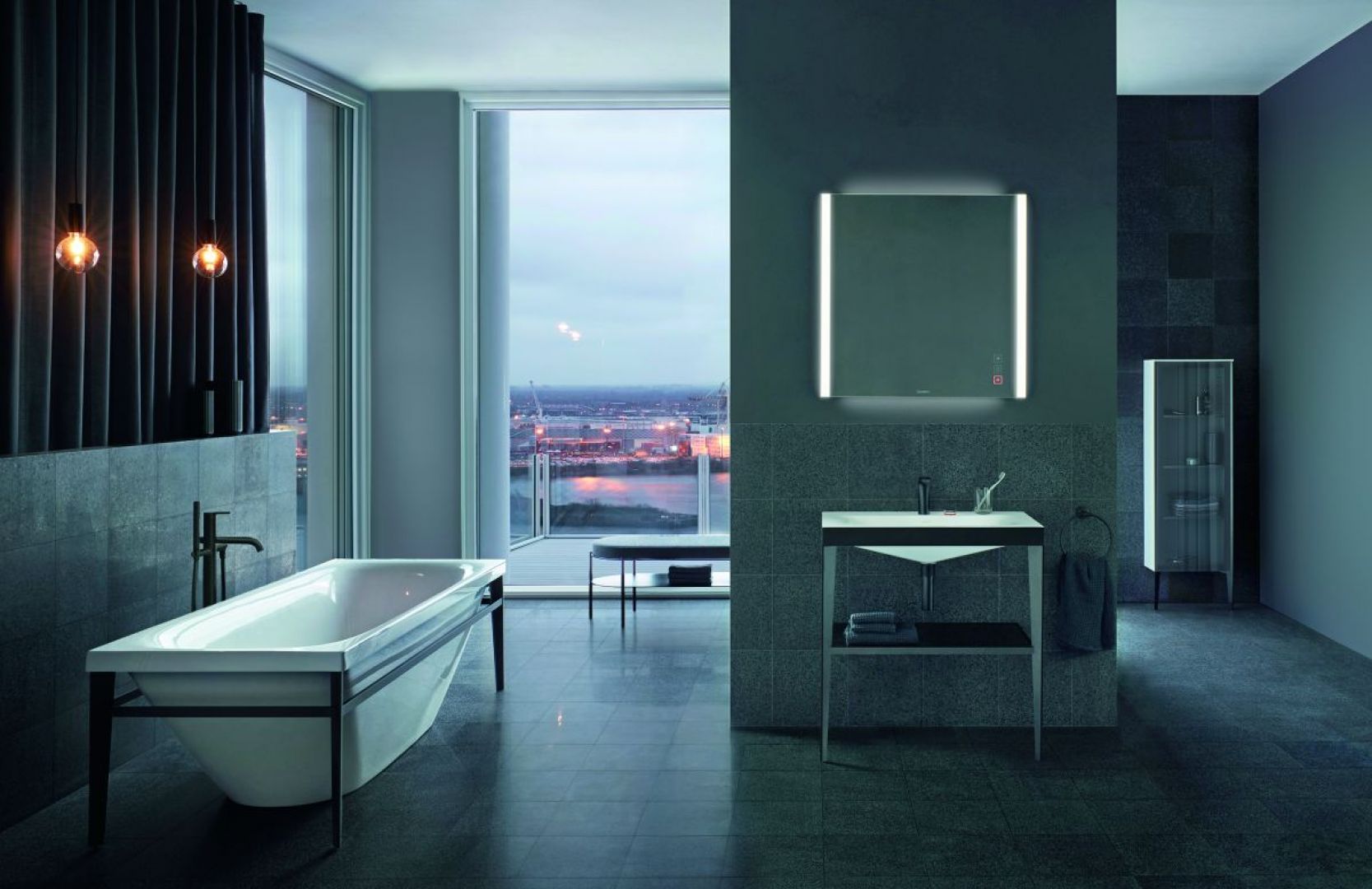 Łazienka w stylu industrialnym. Ceramiki z kolekcji Viu. Fot. Duravit