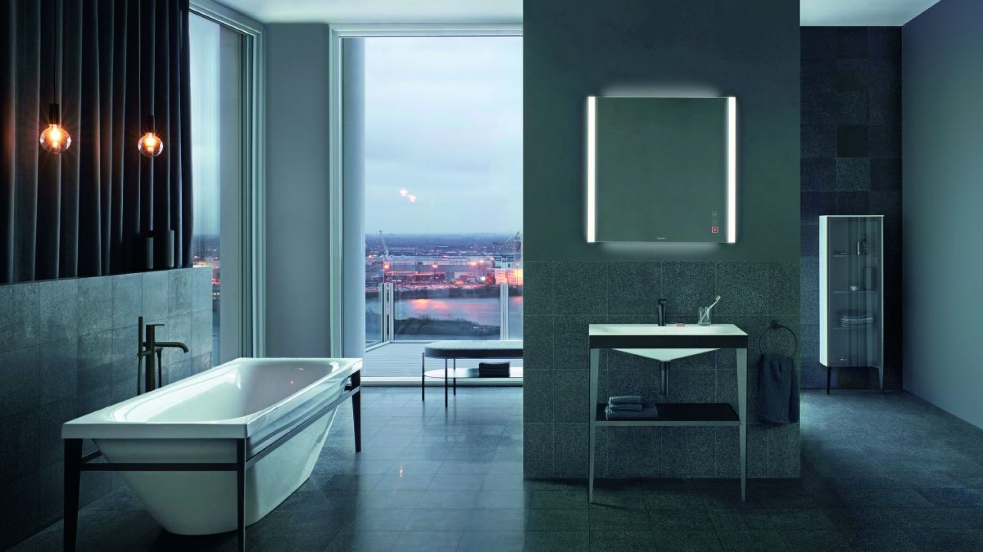 Łazienka w stylu industrialnym. Ceramiki z kolekcji Viu. Fot. Duravit