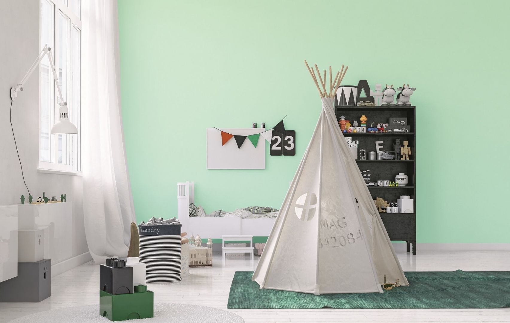 Malujemy pokój dziecka: farba Jedynka Deco & Protect kolor Miętowy aromat. Fot. Jedynka