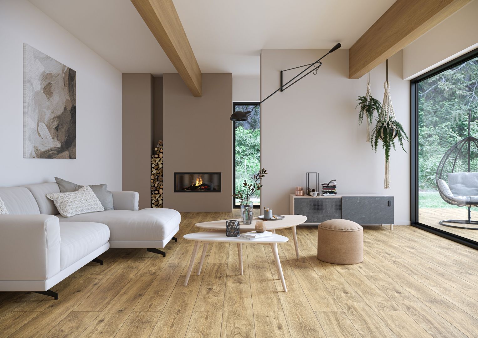Organic Wood to kolekcja płyt gresowych inspirowanych drewnem; na zdj. wzór Huntwood beige. Fot. Cersanit