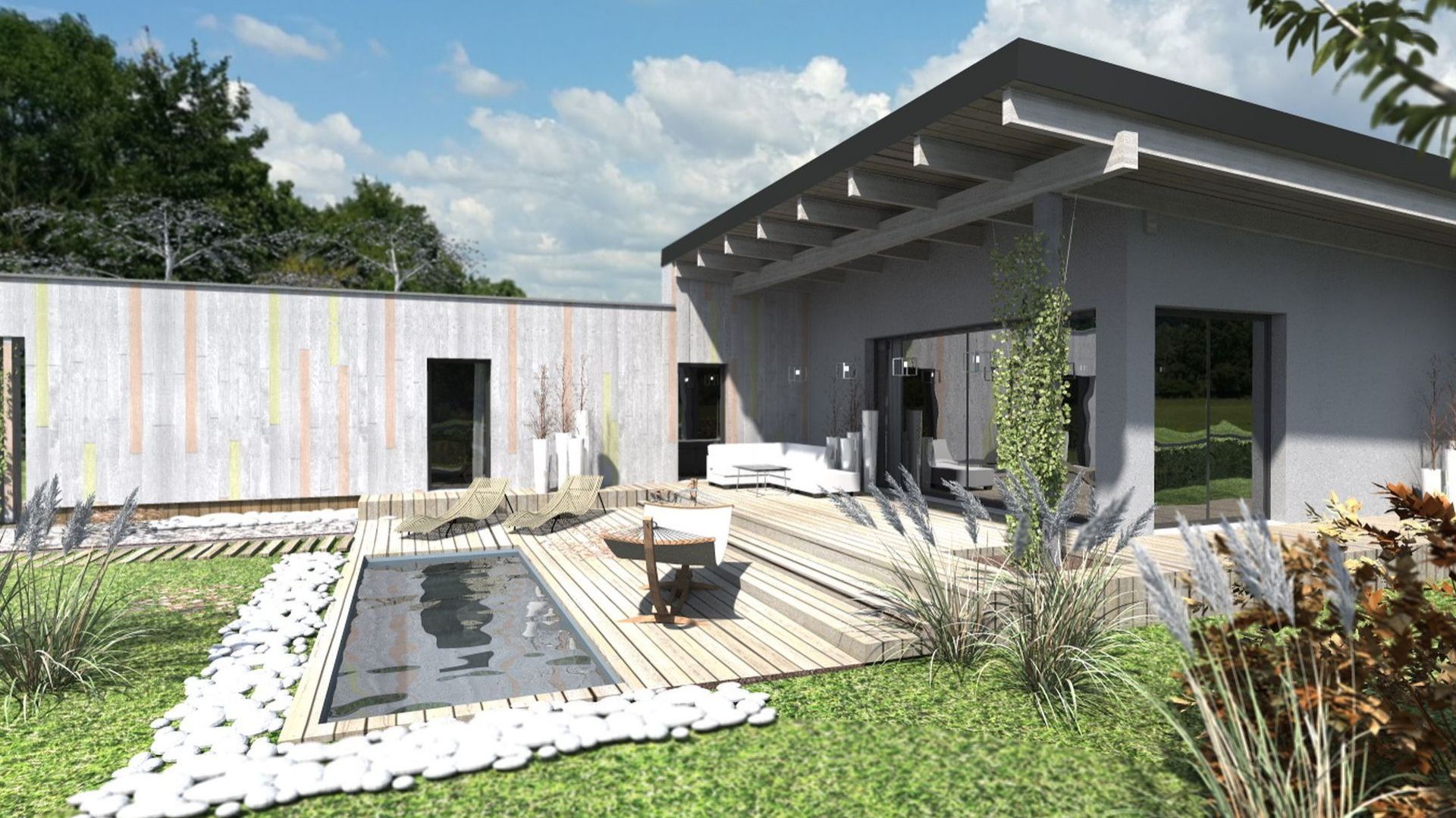 Planowana podmiejska lokalizacja domu zainspirowała do projektu prostej bryły z elewacją z desek i typowym niemalże zagrodowym ogrodzeniem. Fot. Studio BB Architekci