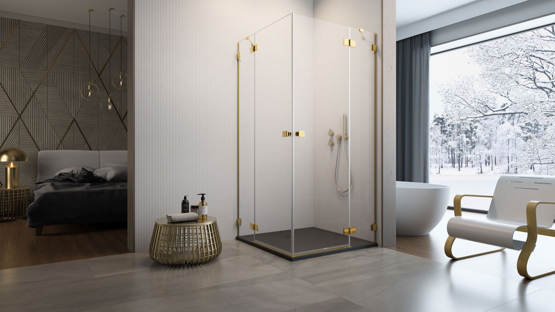 Personalizacja strefy prysznica. Kabina Essenza Pro Gold KDD medium. Fot. Radaway