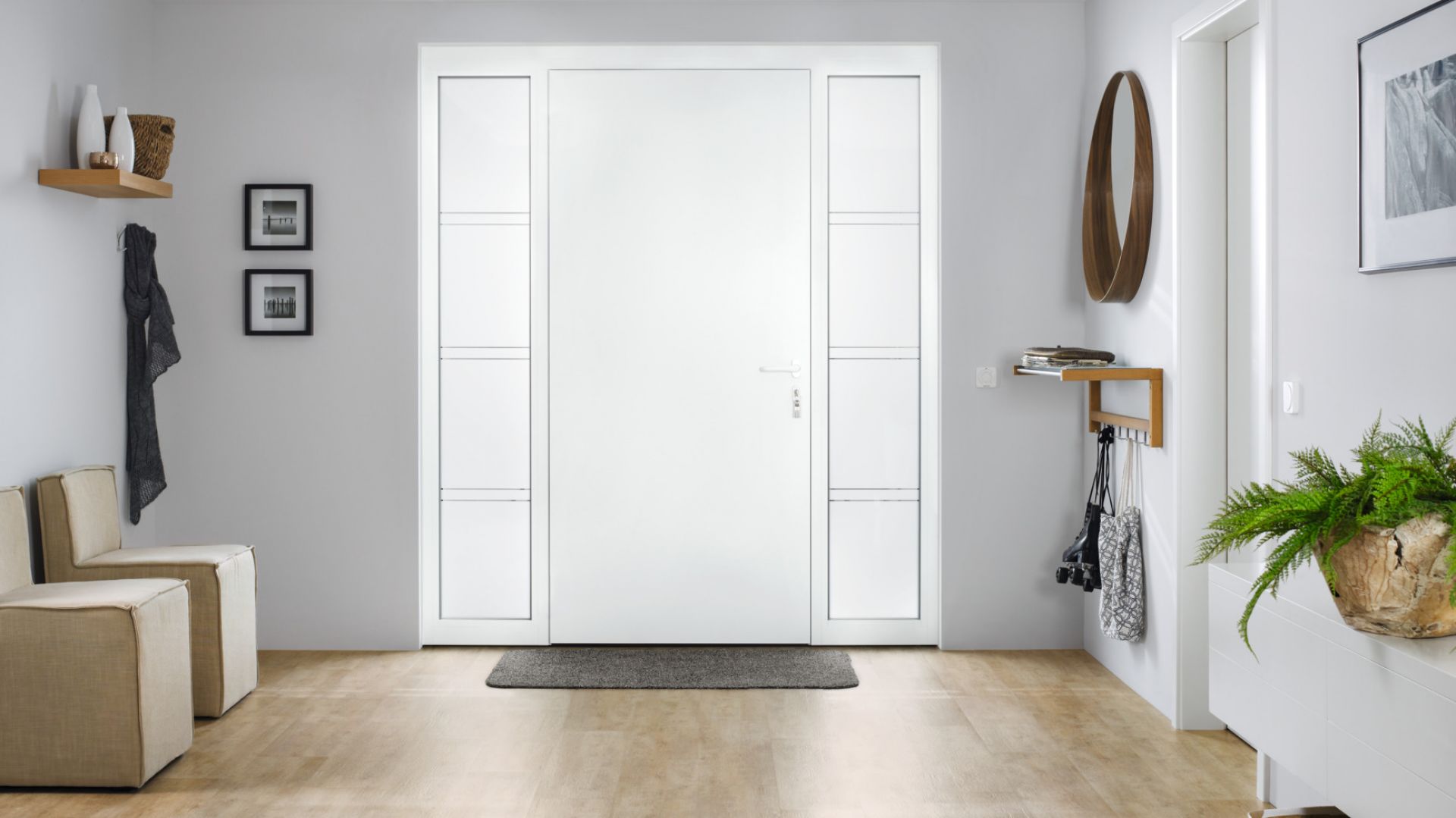 Drzwi ThermoSafe Hybrid mają od wewnątrz płaską i równą powierzchnię. To nadaje im elegancki charakter. Fot. Hörmann