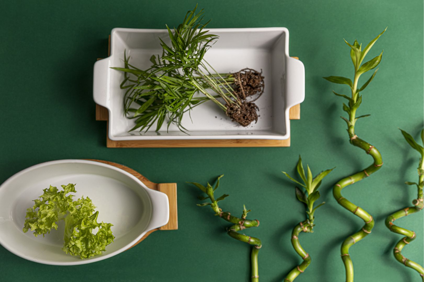 Naczynia ceramiczna Florina Modeno na bambusowych podstawach. Fot. Zasmakuj Radości