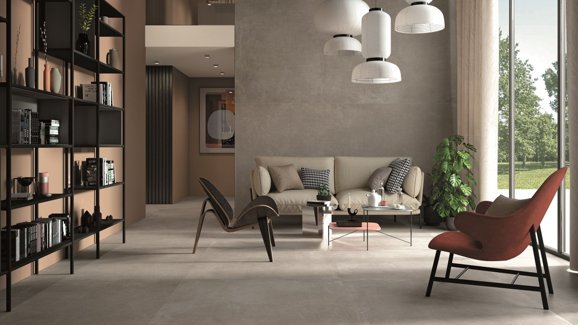 Płytki ceramiczne w salonie. Fot. Greston