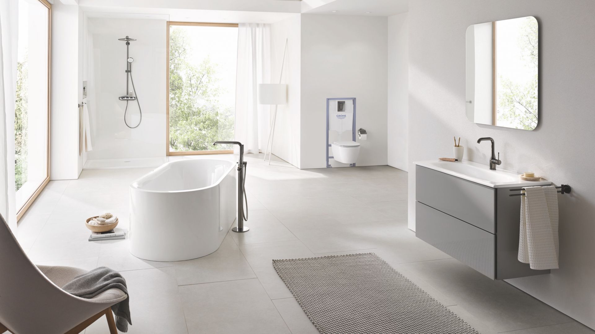Kolekcja Essence to nie tylko minimalistyczne wzornictwo, ale również technologia sprawiająca, że łazienka zawsze będzie lśniąca. Fot. Grohe