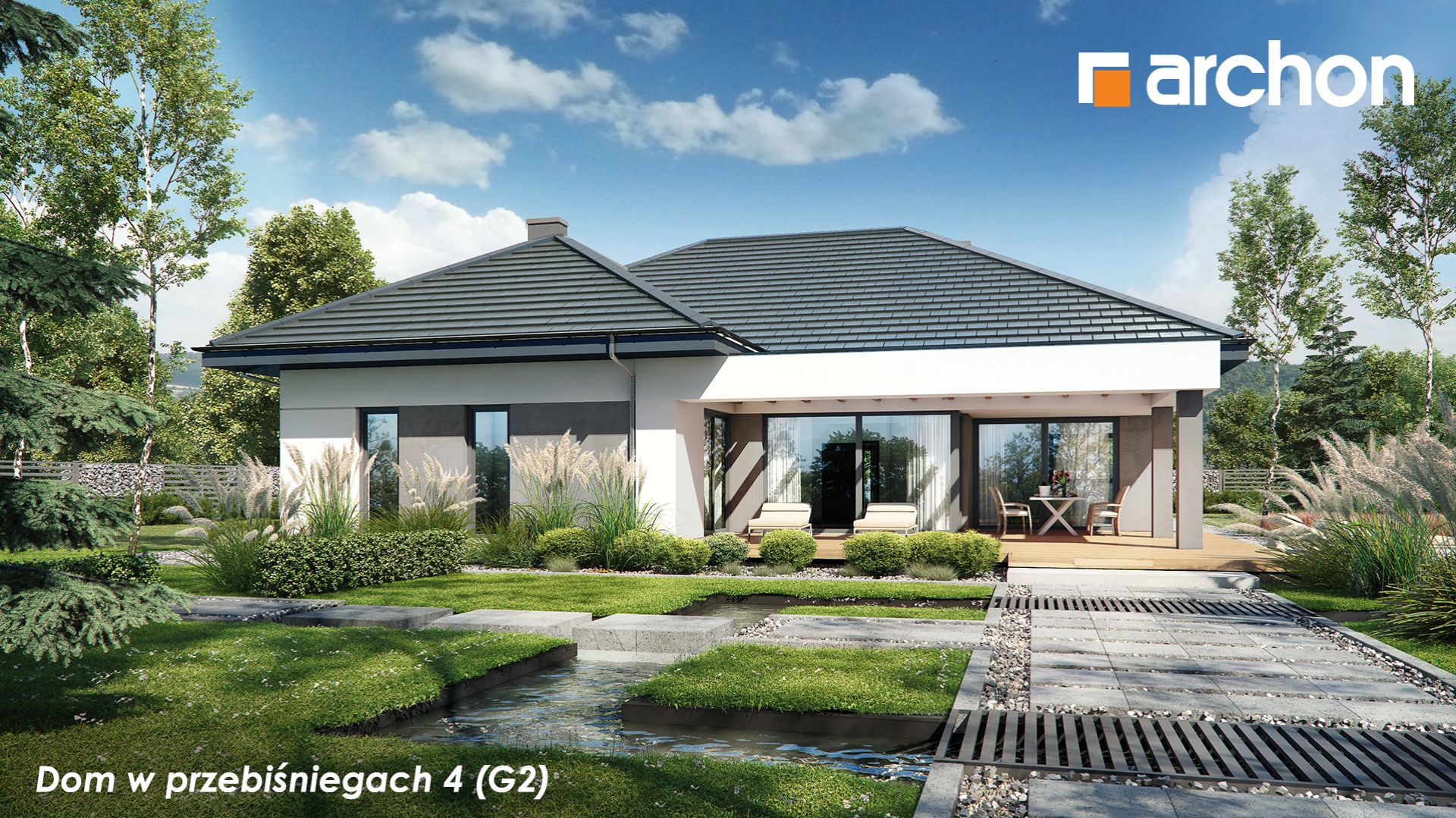 Nowoczesna, efektowna parterówka „Dom w przebiśniegach 4 (G2)”. Fot: Biuro Projektów ARCHON+