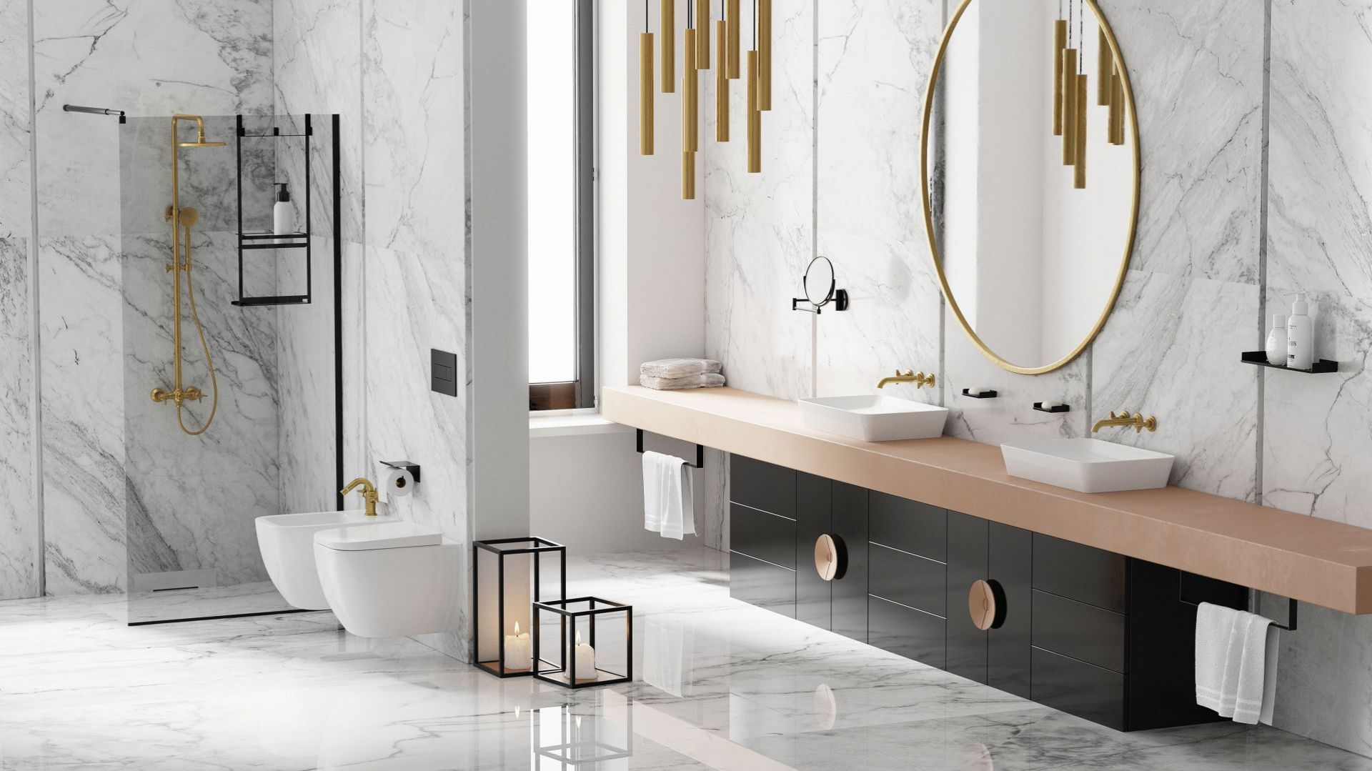 Baterie umywalkowe Teramiso Brass w pięknym, złotym kolorze. Podkreślą styl i elegancję w łazience urządzanej w każdym stylu. Dostępne w ofercie firmy Deant. Fot. Deante